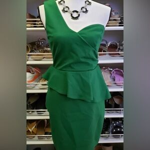 Hunter Green One Shoulder Peplum Dress